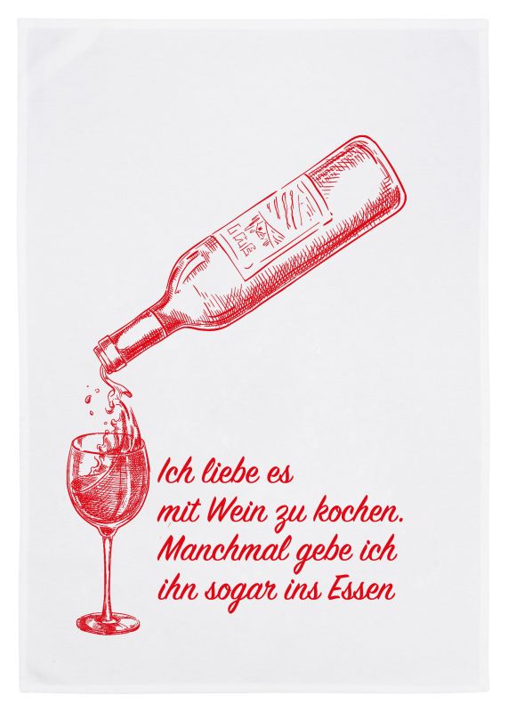Geschirrtuch - Ich liebe es mit Wein zu kochen