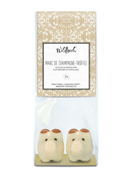 Glücksschweinchen Edelweiss- Marc de Champagne Trüffel
