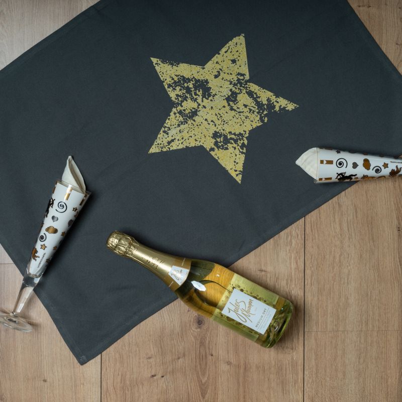 Geschirrtuch Stern golden