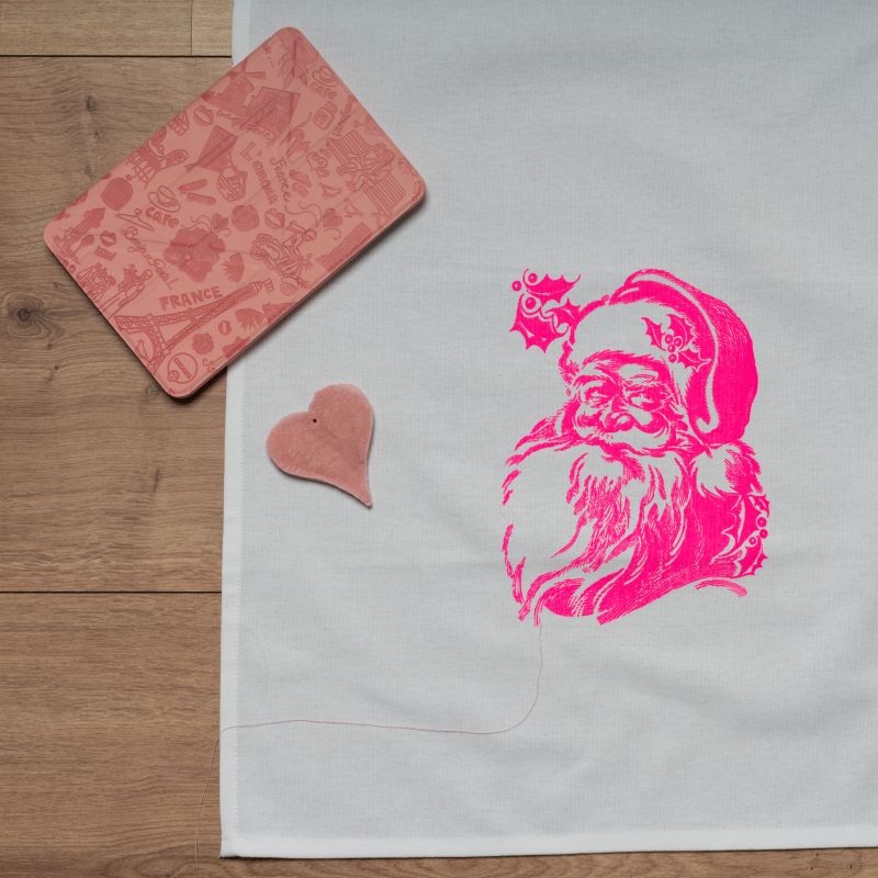 Geschirrtuch - Weihnachtsmann pink